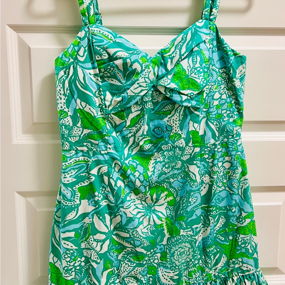 Lilly Pulitzer Rocko Romper Size 10 Botanical Green Safari Sangria - Picture 3 of 8